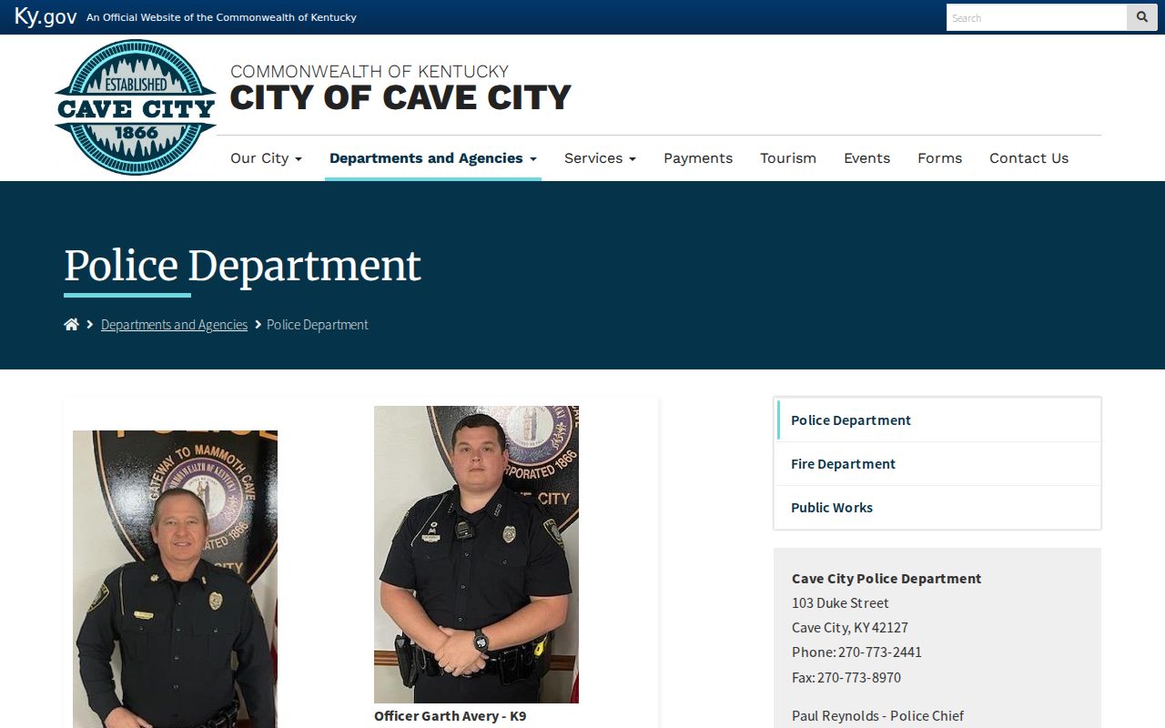 Cave City criminal records and Barren County police department contact