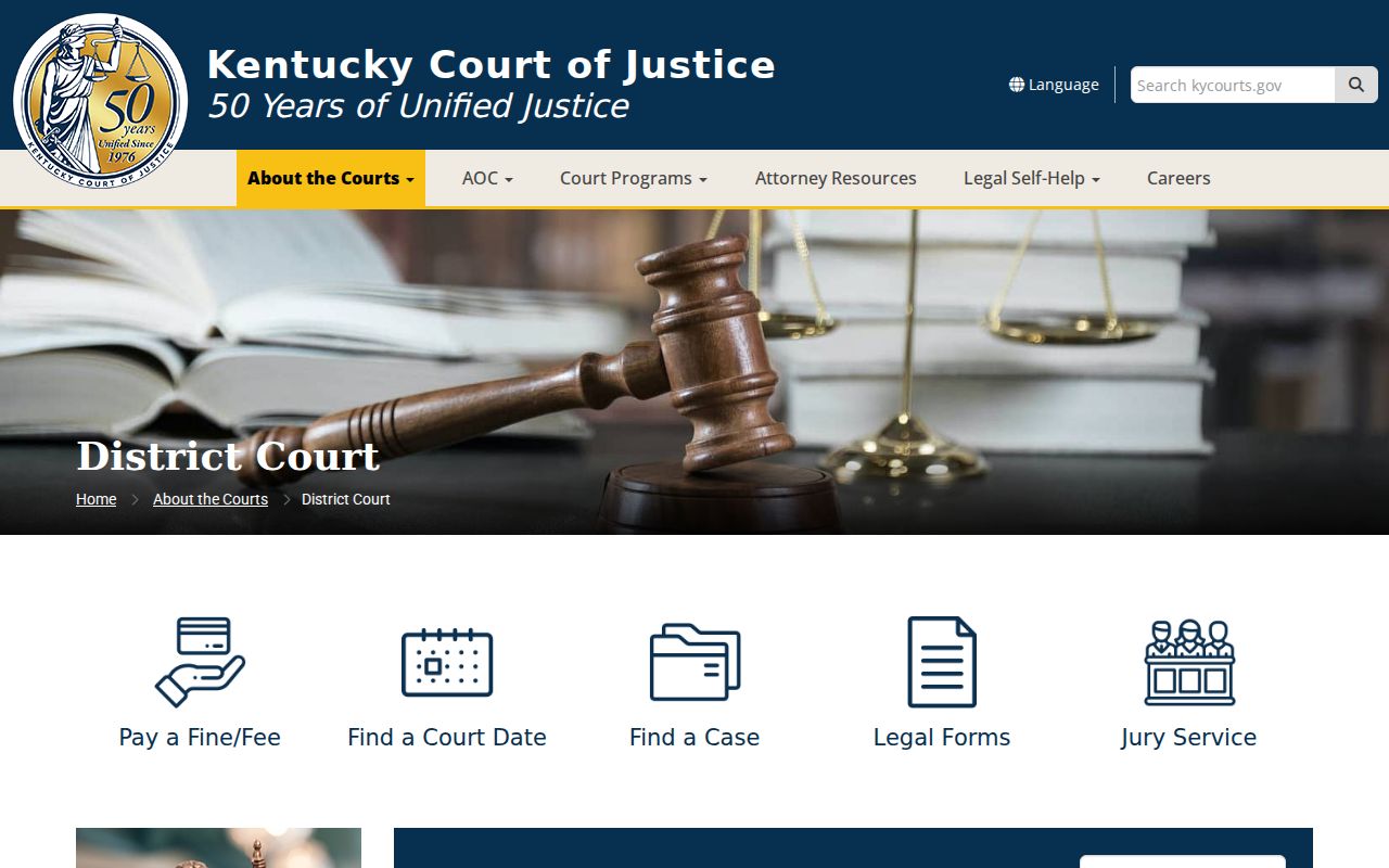 Kentucky Court of Justice District Court jurisdiction page for Barren County criminal cases