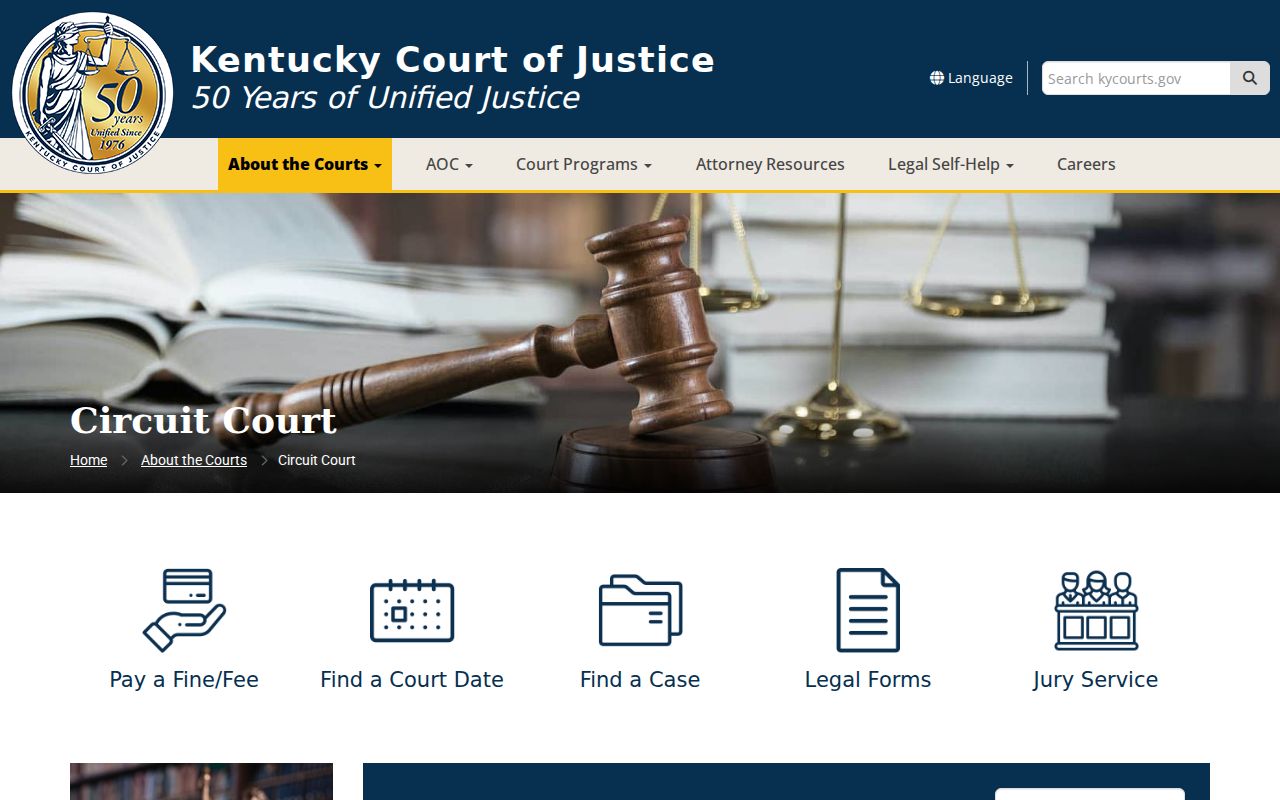 Kentucky Court of Justice Circuit Court jurisdiction page for Barren County felony cases