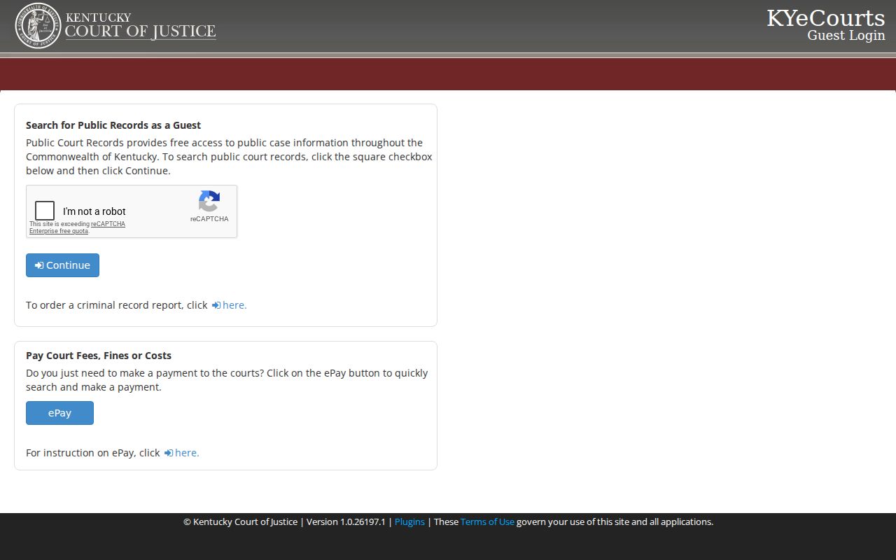 KYeCourts Find a Case guest access login for Barren County criminal case searches